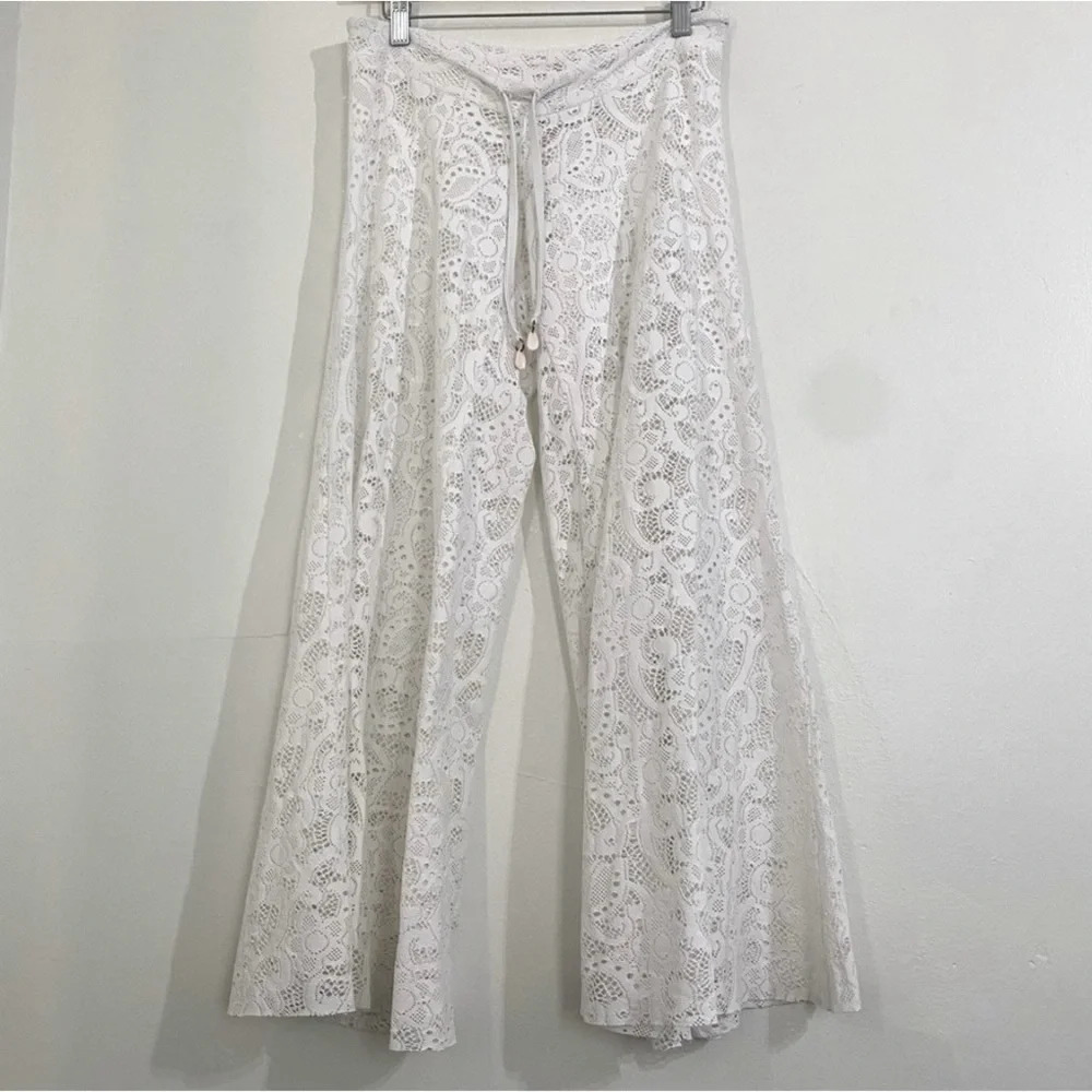 Letarte Women's Cape Cod Lace Pants Large Handmade Wide Leg Cover Up USA - Picture 2 of 10